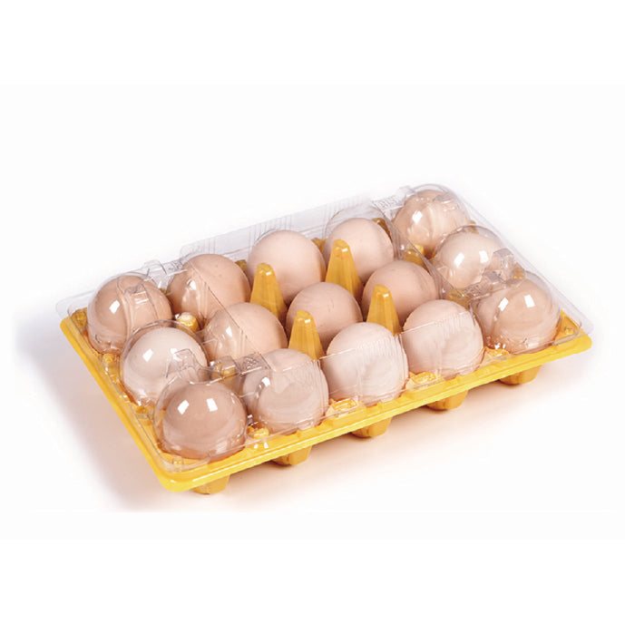 15 medium-sized yellow egg trays