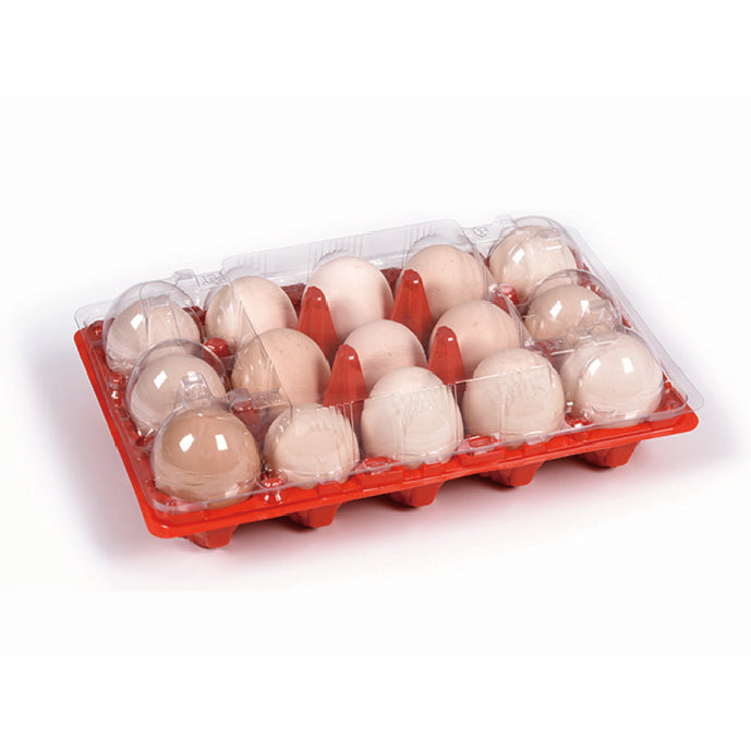 15 medium-sized red egg trays